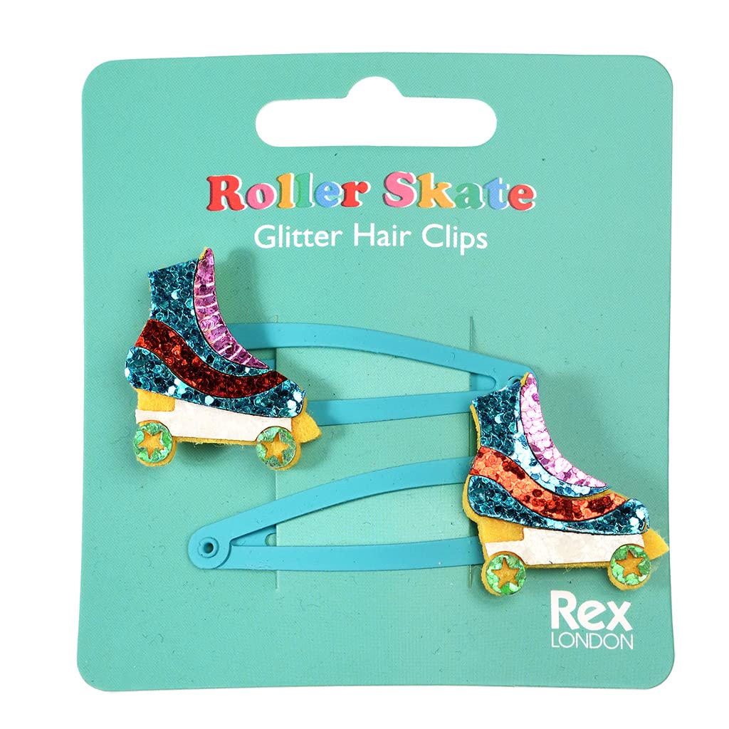 Glitter Roller Skate Hair Clips for Kids - Set of 2 Non-Slip Barrettes for Girls, Perfect for Skating Parties, Dance Classes & Everyday Wear