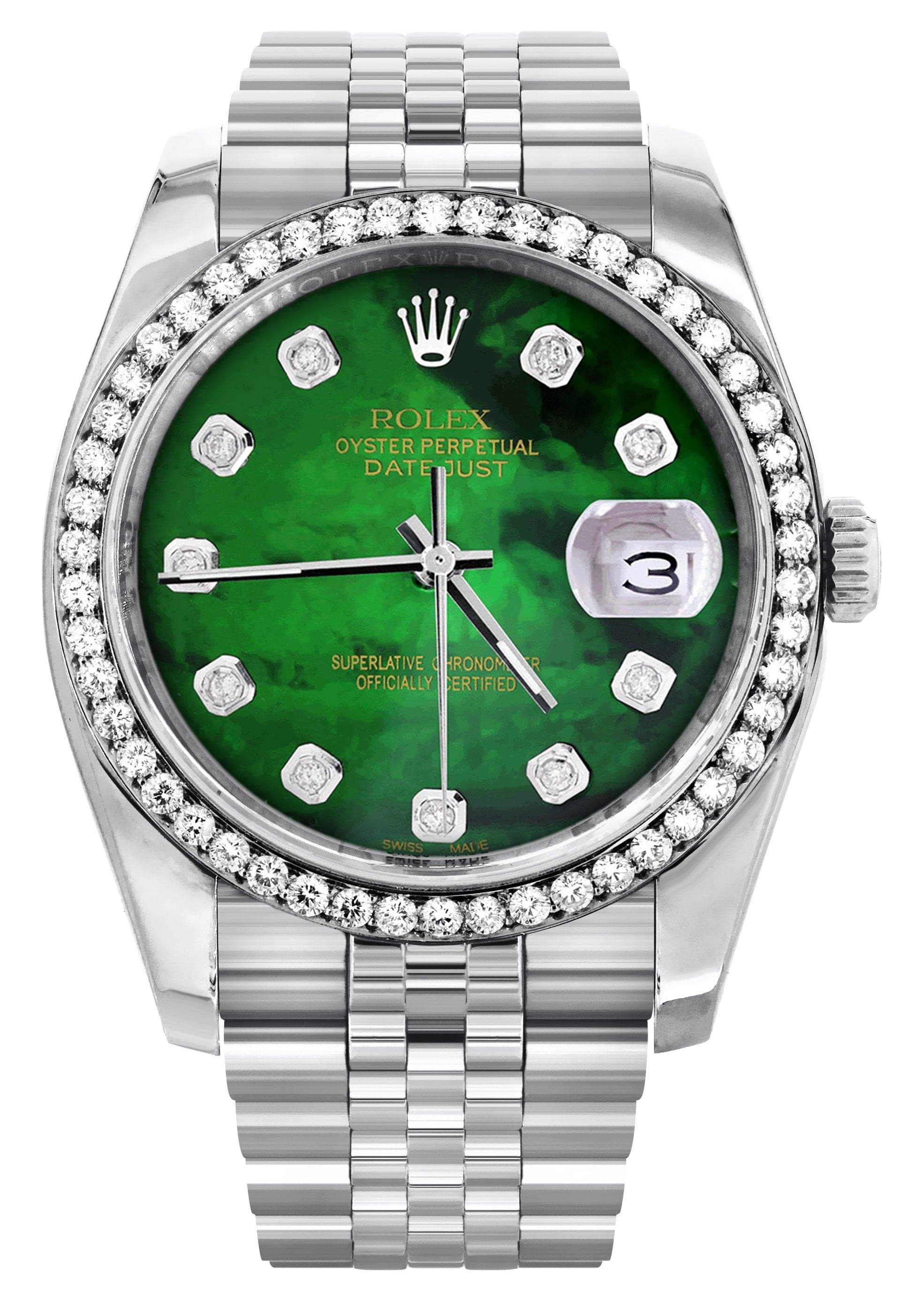 Rolex Datejust 36mm Watch - 116200 Model with Hidden Clasp, Green Diamond Mother of Pearl Dial & Jubilee Band | Luxury Diamond Watch for Men & Women | Perfect for Business Meetings, Special Occasions & Gift Giving