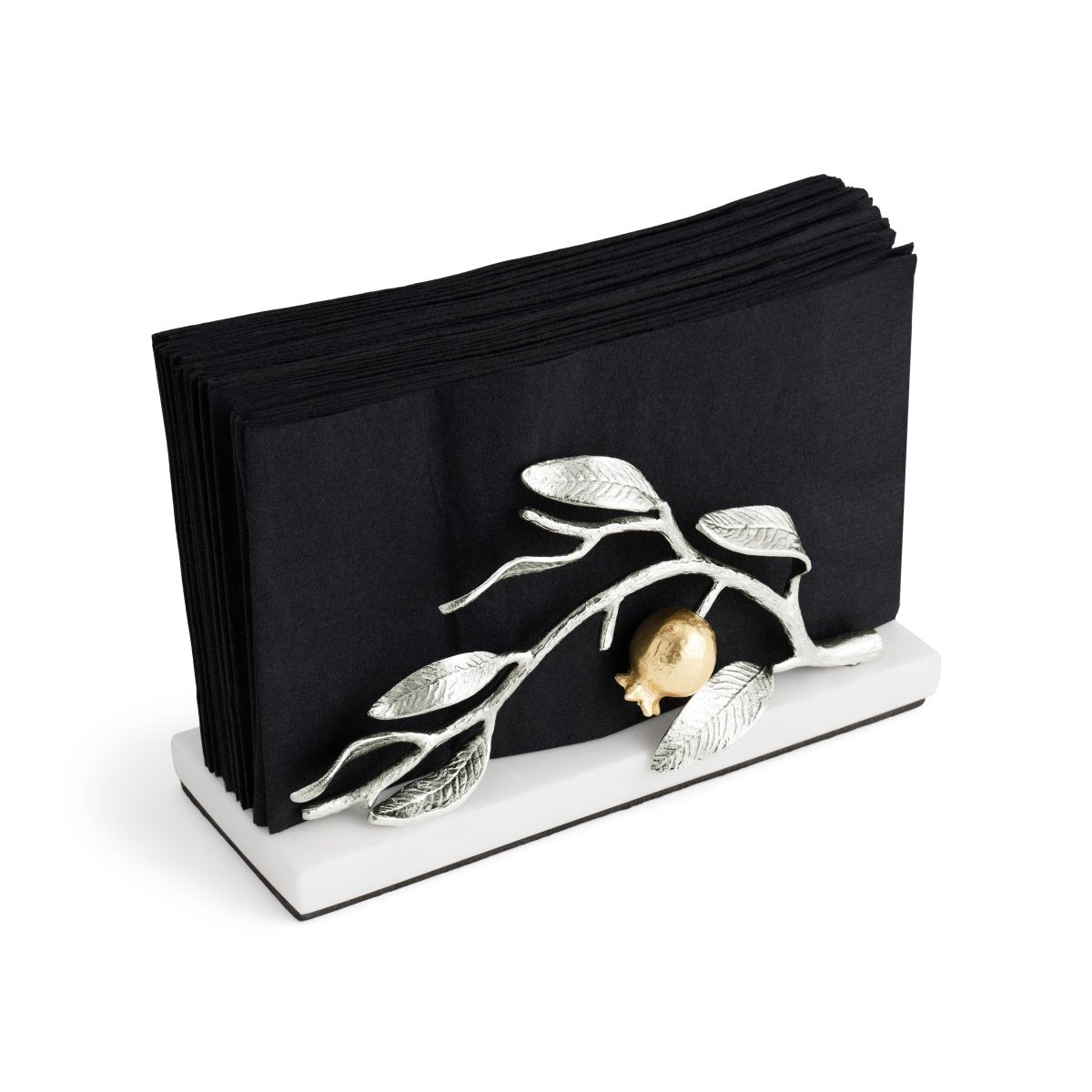 Elegant Pomegranate Silver & Gold Vertical Napkin Holder - Perfect for Wedding, Party, and Holiday Table Decor