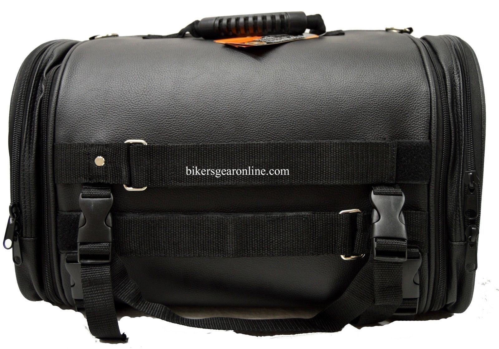 Durable PVC Skull Sissy Bar Travel Bag for Motorcycle & Motorbike - Black Luggage for Road Trips & Biker Adventures