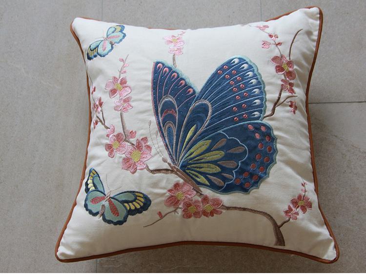 Butterfly Cotton Linen Pillow Cover - Decorative Throw Pillows for Living Room, Sofa, Bedroom & Home Decor - Soft & Stylish Accent Cushion for Cozy Home Styling