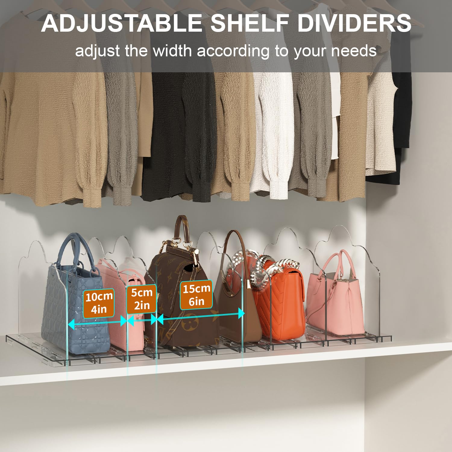 ANTOWIN 8-Piece Adjustable Purse Organizers for Closet - Handbag Storage Organizer & Shelf Divider | Perfect for Closet Organization, Bag Storage, and Space Saving