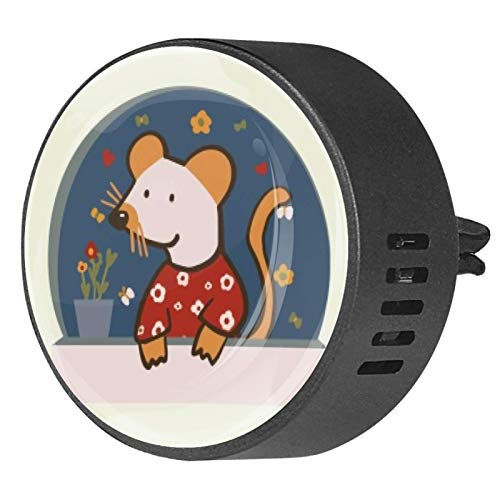 2 Pack 40mm Car Aromatherapy Essential Oil Diffuser - Long Tail Mouse & Potted Plant Air Freshener Charms with Scented Vent Clips & Frangipani Felt Pads - Perfect for Car, Home, Office & Gift Giving