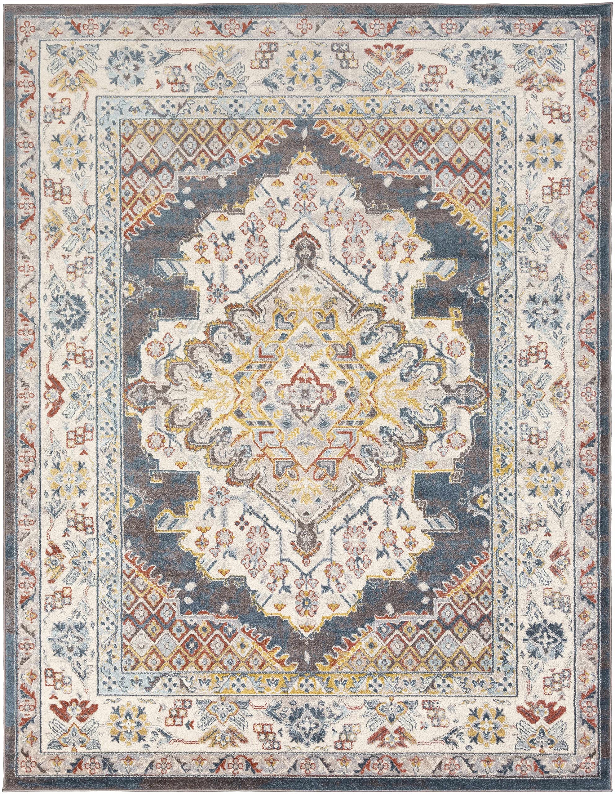 Millican Traditional Brown & Blue Area Rug 5'2