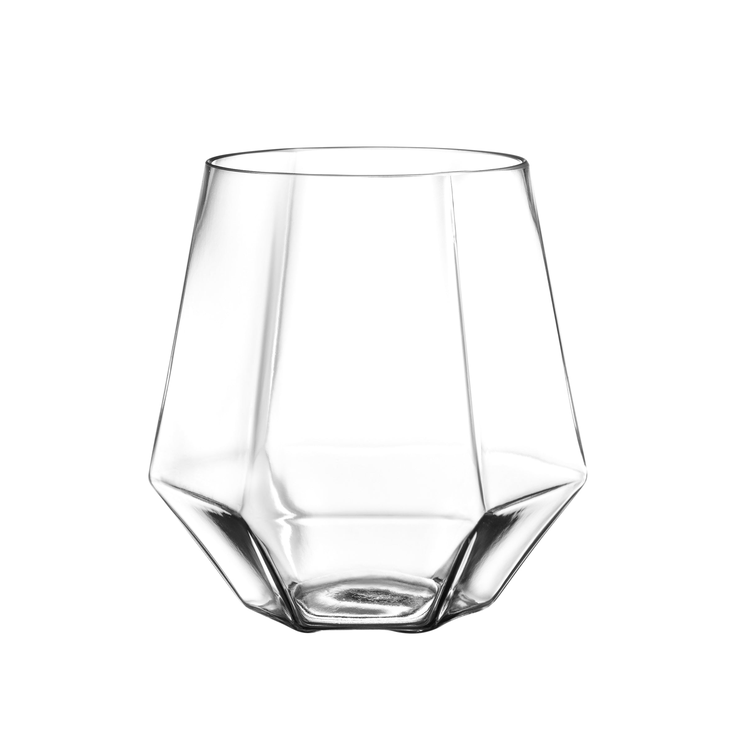 12 oz Clear Stemless Diamond Shaped Wine Glasses Set of 6 - Shatterproof Crystal-Like Drinking Cups for Parties, Weddings & Home Entertaining