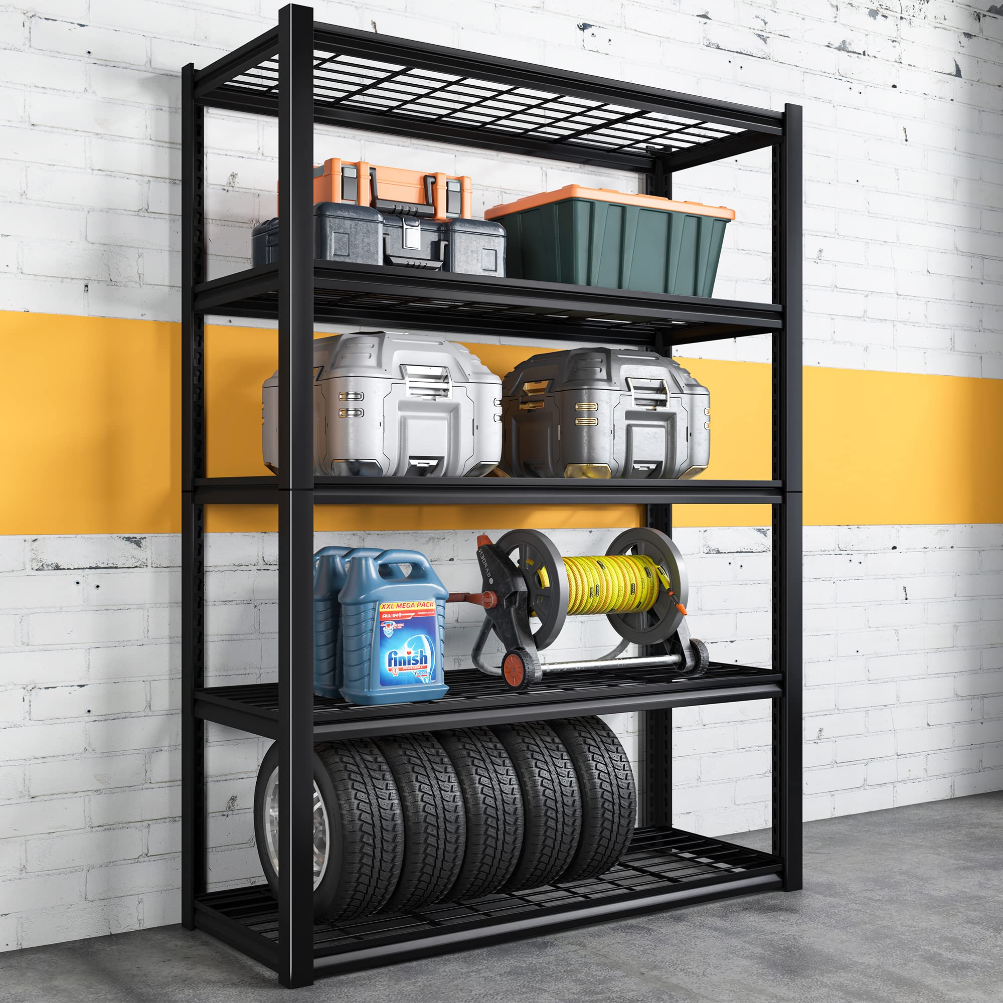 REIBII 72 Inch Heavy Duty 5-Tier Adjustable Metal Wire Shelving Unit - 2000LBS Capacity Garage Storage Rack (72