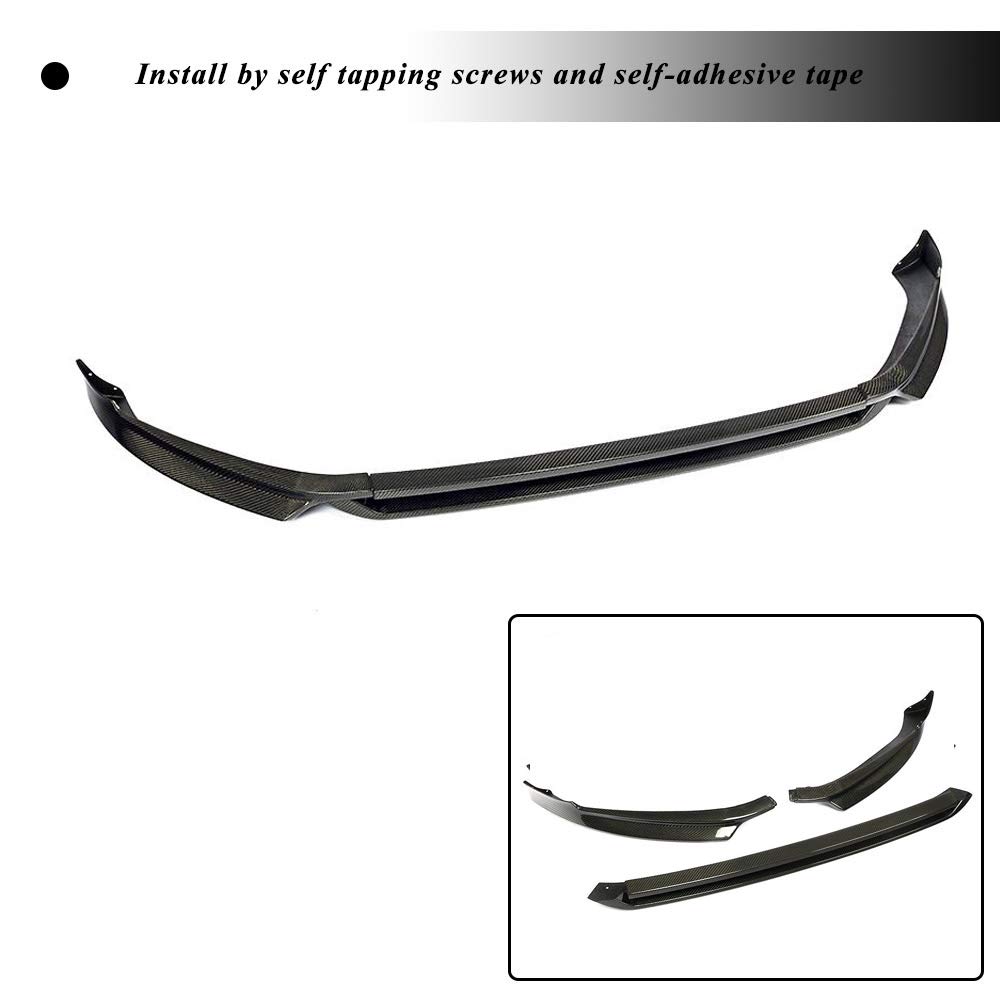 Premium Real Carbon Fiber Front Lip for Volkswagen VW Golf 7.5 VII MK7.5 Base Hatchback (2018-2019) - Durable Chin Spoiler & Bumper Cover Protector - Enhances Aerodynamics & Sporty Look for Street Racing & Car Shows