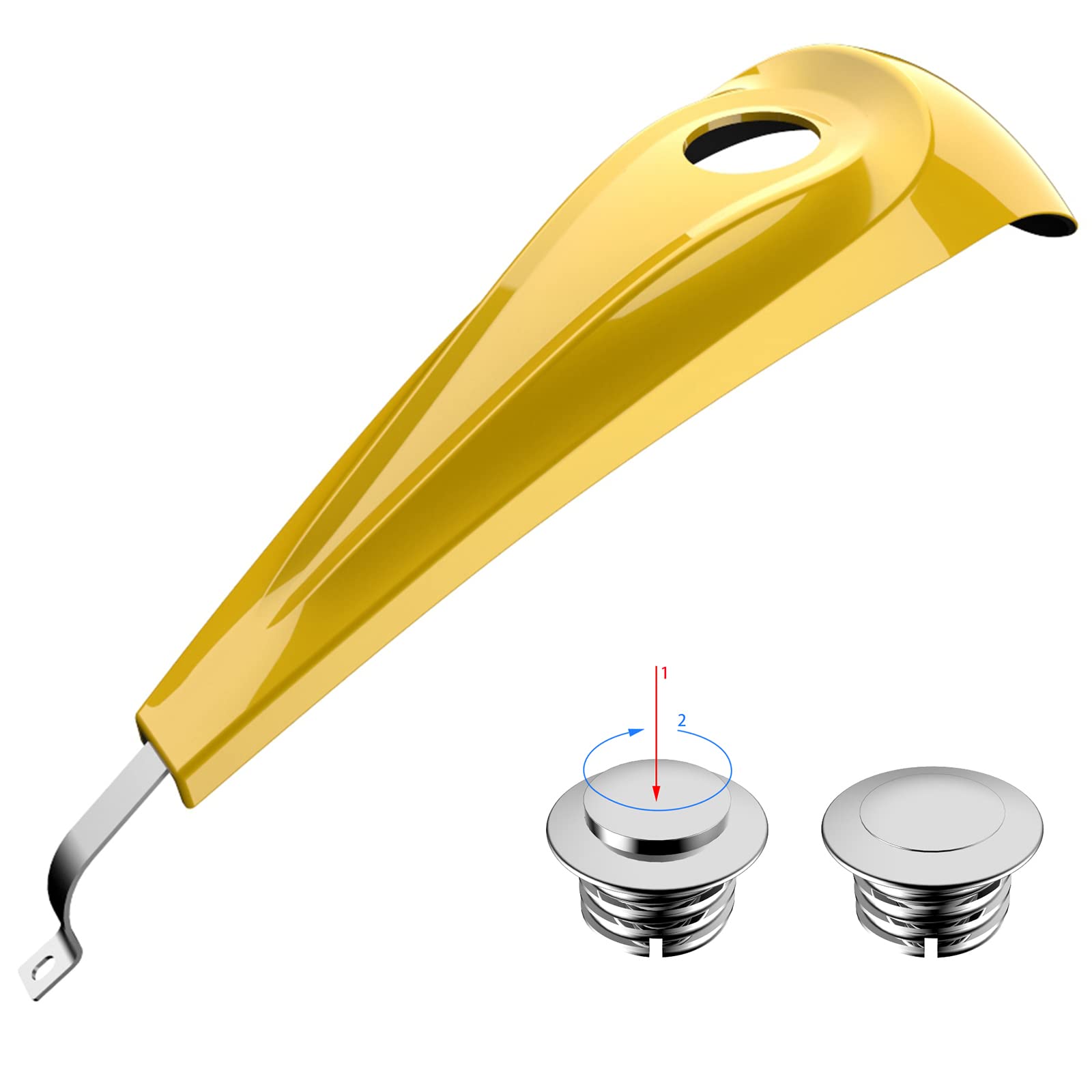 Low-Profile Harley Tank Dash Console & Chrome Gas Cap - Compatible with 2008-2021 Harley Touring Street Glide Road Glide (Chrome Yellow) | Perfect for Motorcycle Customization & Long-Distance Riding Accessories