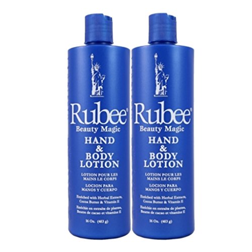 Rubee Hand & Body Lotion 16oz (473ml) - 2 Pack Moisturizing Lotion for Dry Skin - Hydrating & Nourishing for Hands, Body & Feet - Perfect for Daily Use at Home, Office & Travel