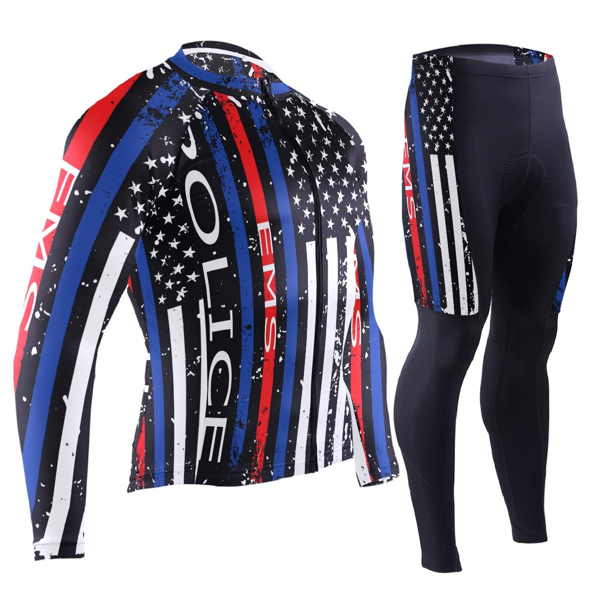 Oklahoma State Flag Men's Cycling Jersey & Padded Bike Pants Set - Long Sleeve Full Zip Quick-Dry Bicycle Clothing for Road & Mountain Biking