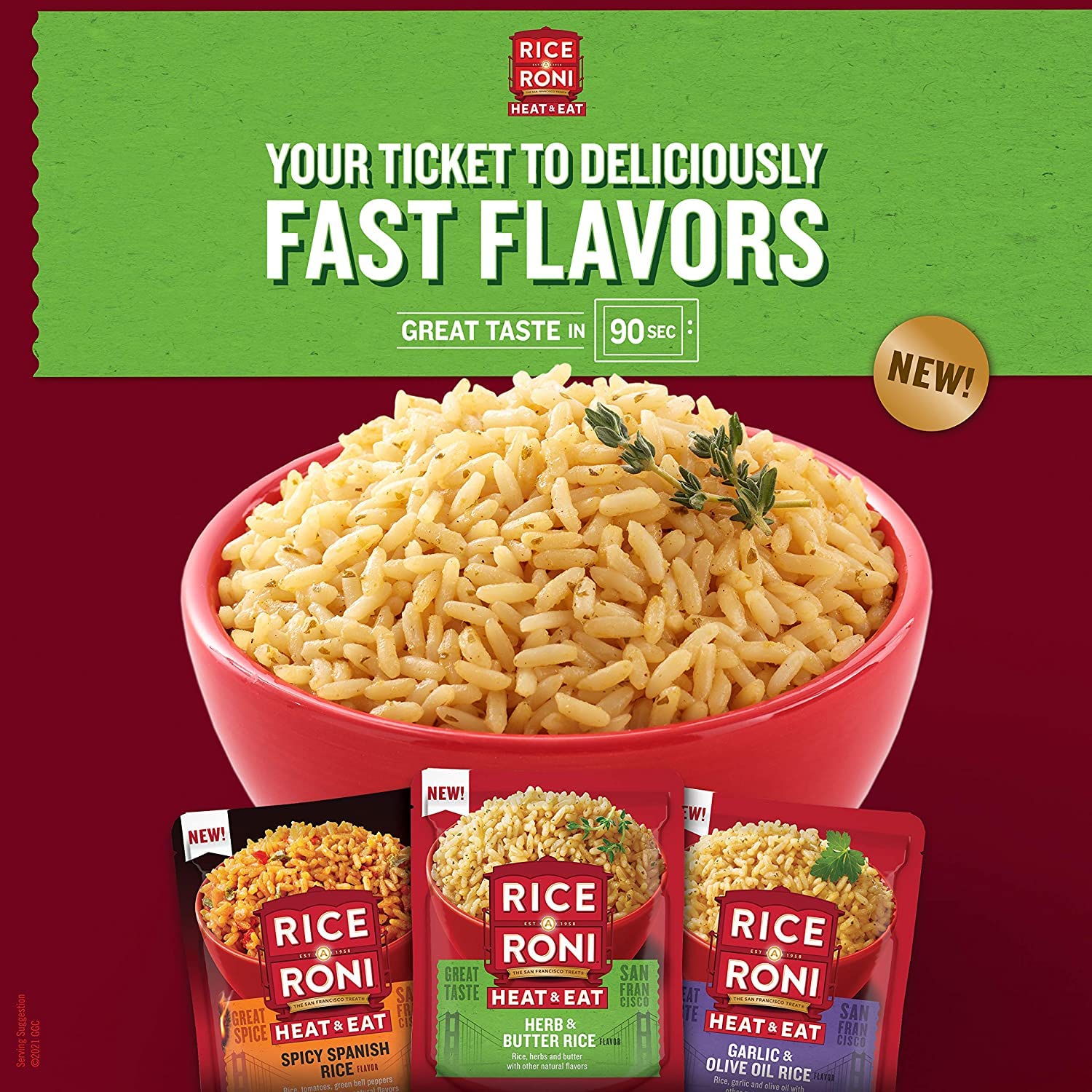 Rice a Roni Heat & Eat Microwaveable Rice - Quick Cook Chicken Flavored Rice (8.8oz Pouch) - Perfect for Office Lunches, Camping Meals & Emergency Food Supplies