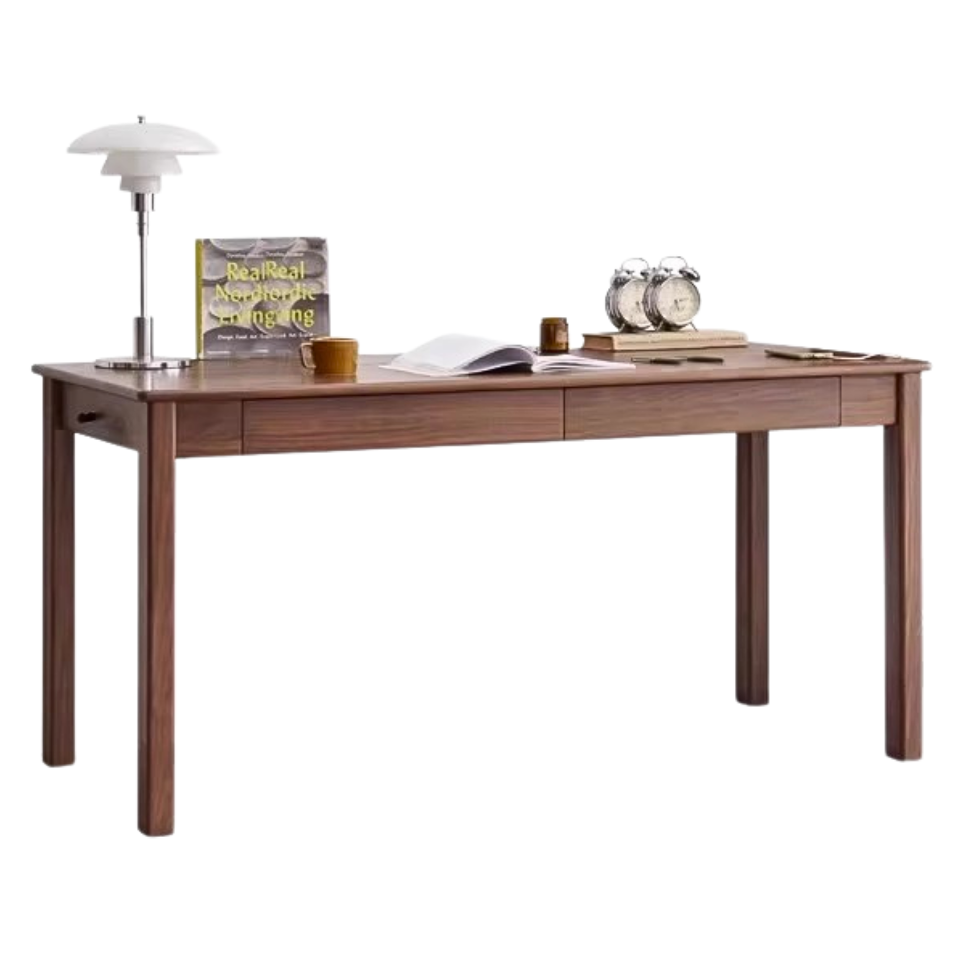 63x27.6x29.5 inch / 160x70x75сm / Rich Dark Walnut color / Black walnut double drawer desk