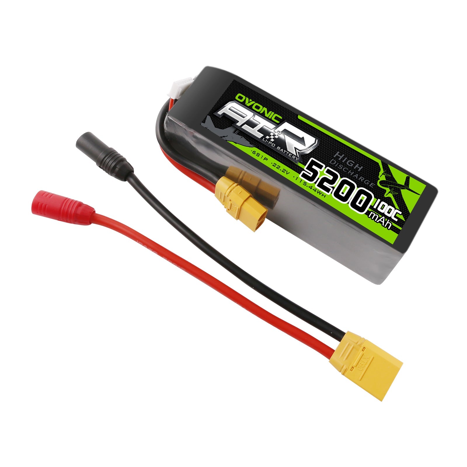 Ovonic 6S Lipo Battery 5200mAh 22.2V 100C High Performance RC Battery with XT90 & AS150 Connectors for 7-10 Inch Long Range Drones, Cinelifter, Multirotor, X Class FPV - Perfect for Aerial Photography and Professional Racing Drones