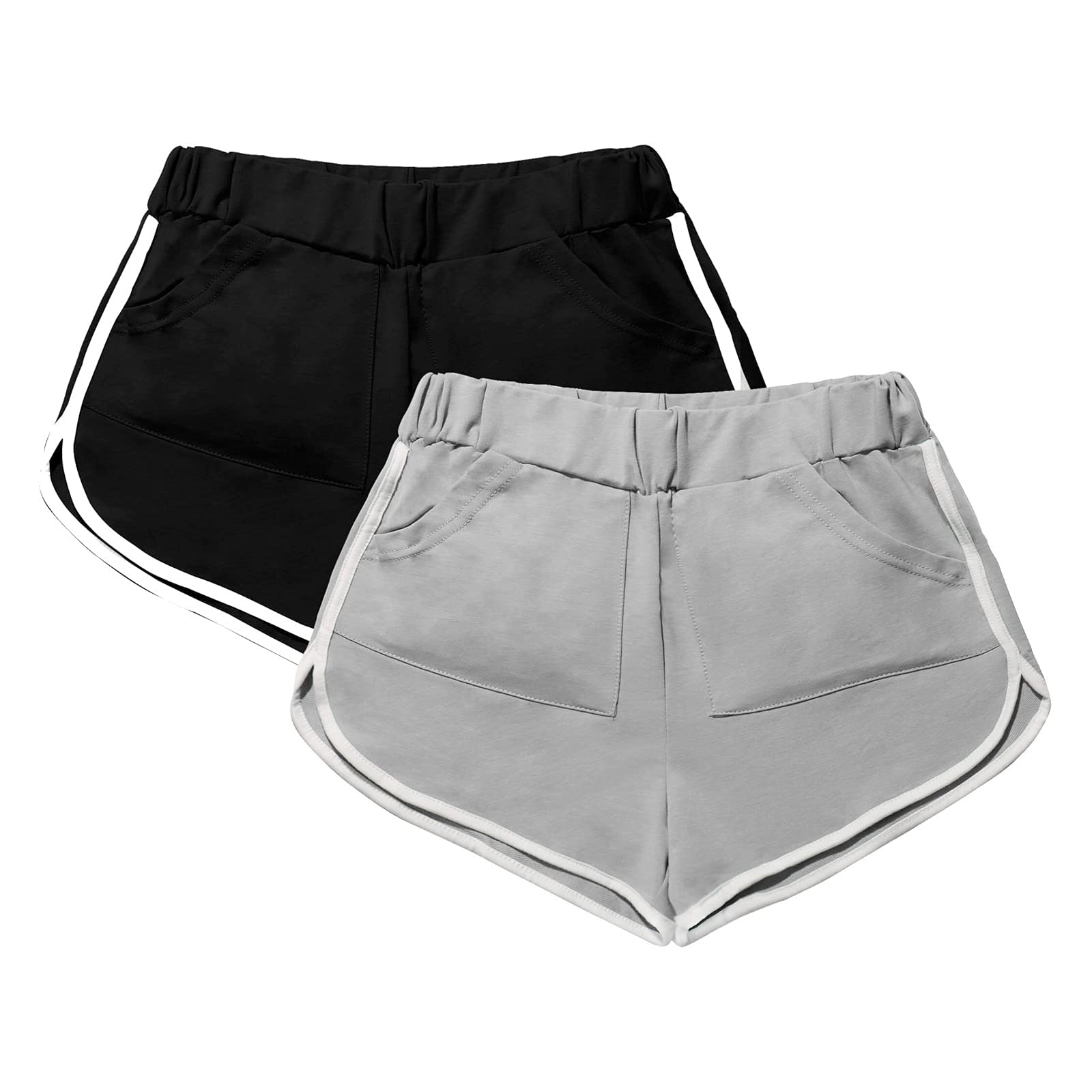 Little Beauty Women's High-Waisted Yoga Shorts - Stretchy Athletic Running Shorts with Elastic Waistband for Gym, Workout & Lounge Wear
