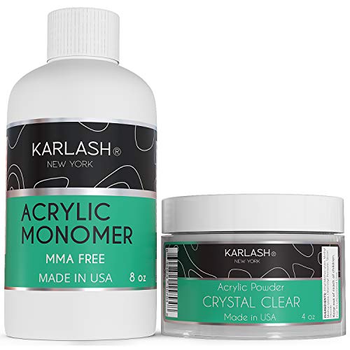 Karlash Professional Acrylic Nail Kit - 4oz Polymer Powder & 8oz MMA-Free Liquid Monomer for Strong, Shiny Nails | DIY Manicure, Salon-Quality Nails at Home, Nail Art Designs