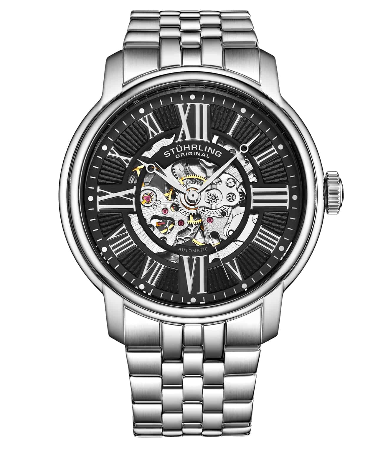 Atrium 4031 Automatic 42mm Skeleton Watch for Men - Luxury Stainless Steel Mechanical Timepiece - Perfect for Business, Formal Events & Everyday Wear