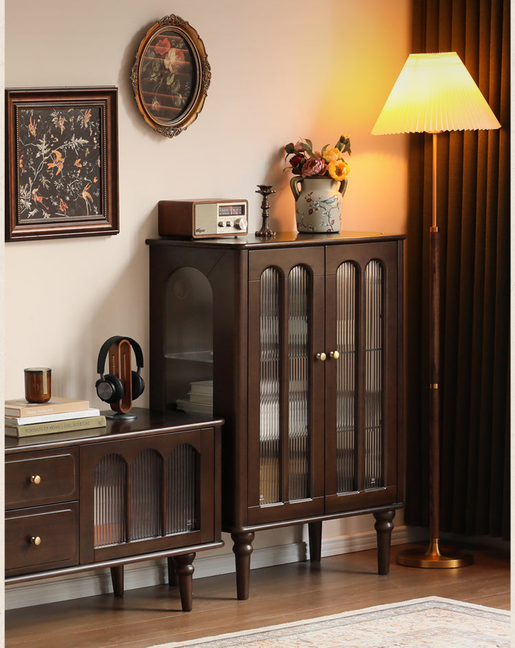 Vintage American Style Poplar Solid Wood Side Cabinet - Mid-Century Modern Nightstand, End Table for Living Room, Bedroom & Office