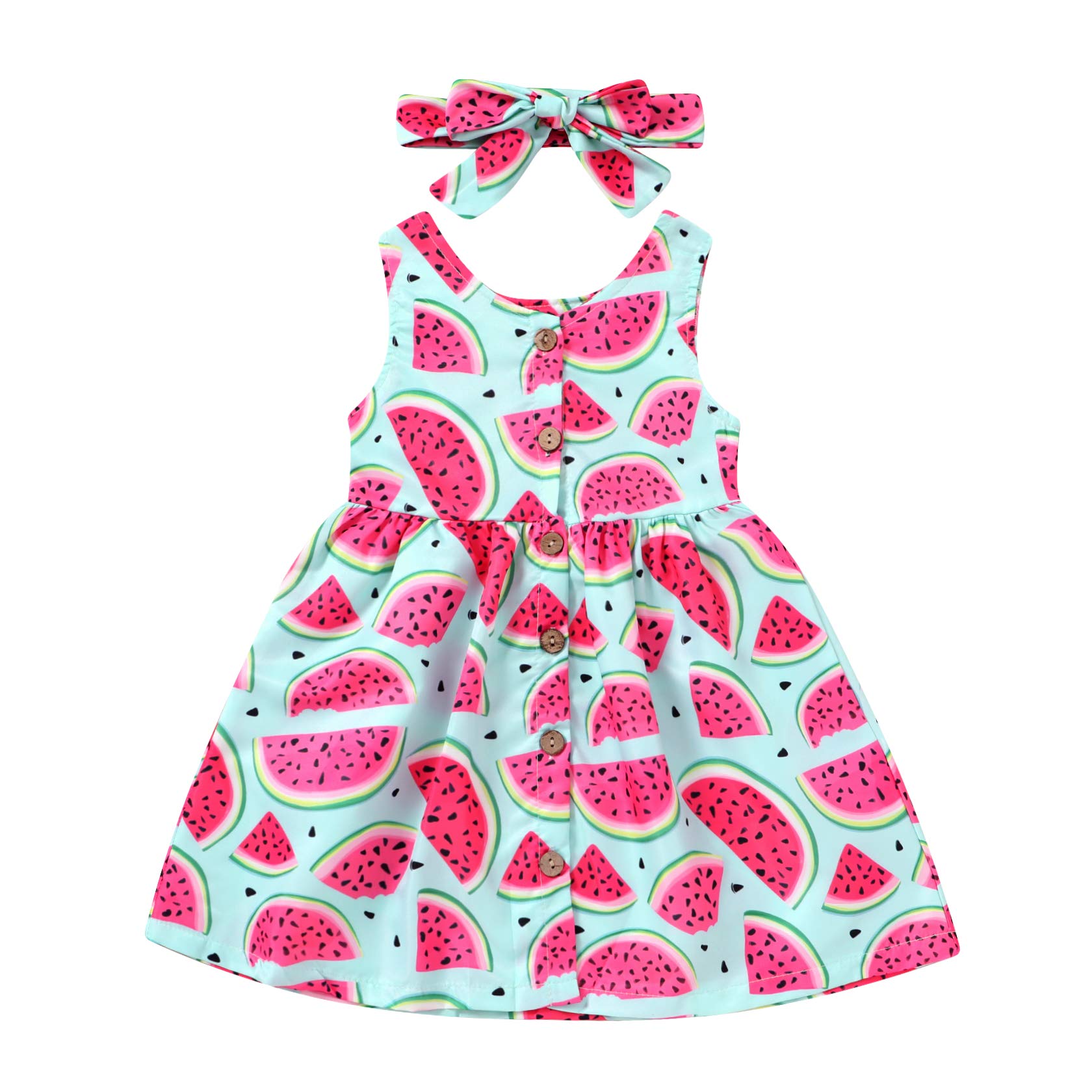YOUNGER TREE Toddler Girls Lemon & Pineapple Print Summer Sundress - Cute Fruit Pattern Baby Dress for Spring & Summer Playdates, Beach Outings & Photo Shoots