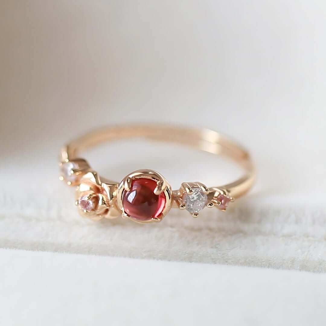 Elegant Rose Red Garnet Capricorn Ring for Women | Zodiac Birthstone Jewelry Gift | Perfect for Birthdays, Anniversaries & Special Occasions | R5838