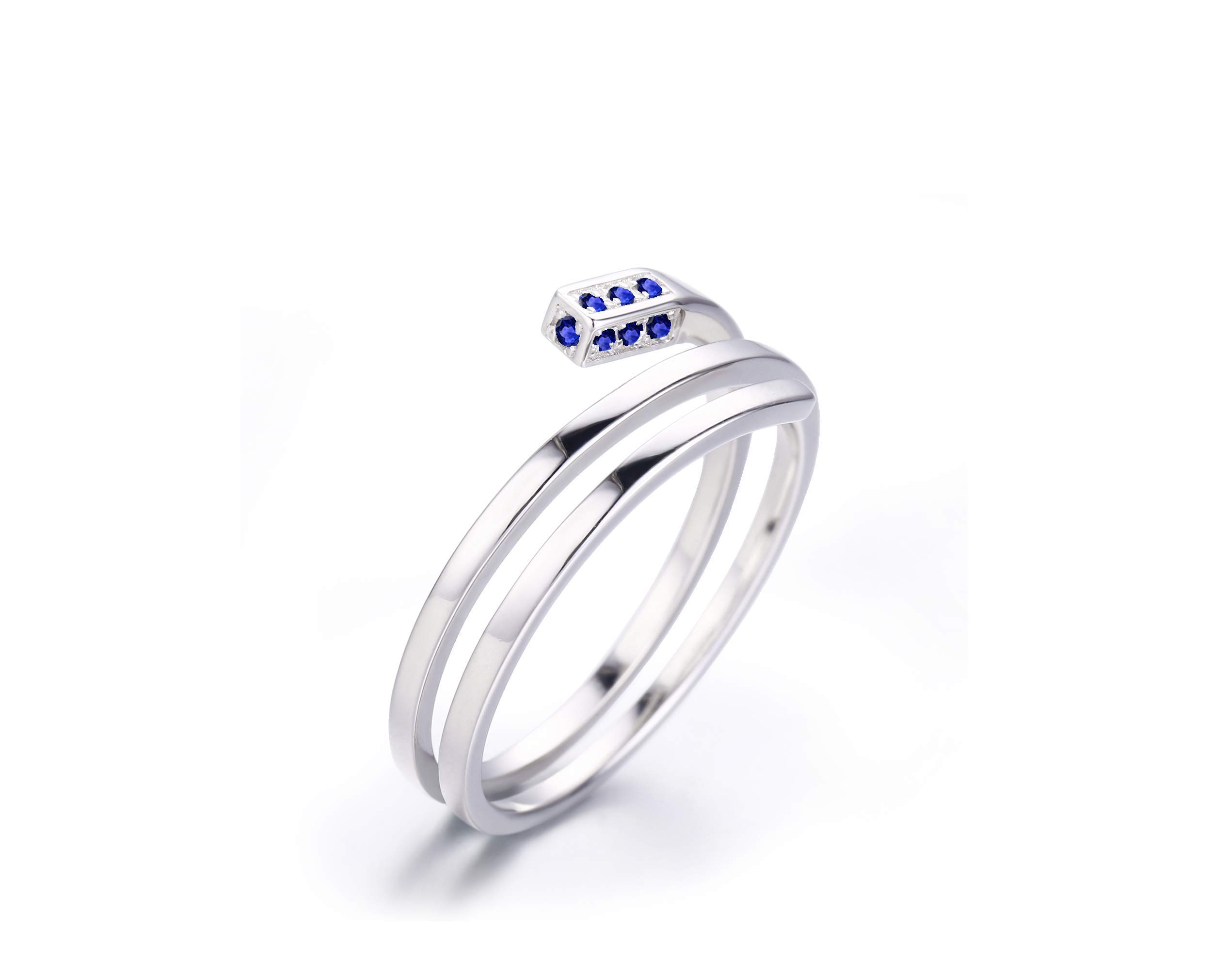 14K White Gold Rectangle Sapphire Engagement Ring - Minimalist Wedding Band, Handmade September Birthstone Promise Ring for Women | Perfect for Proposals, Anniversaries & Everyday Elegance