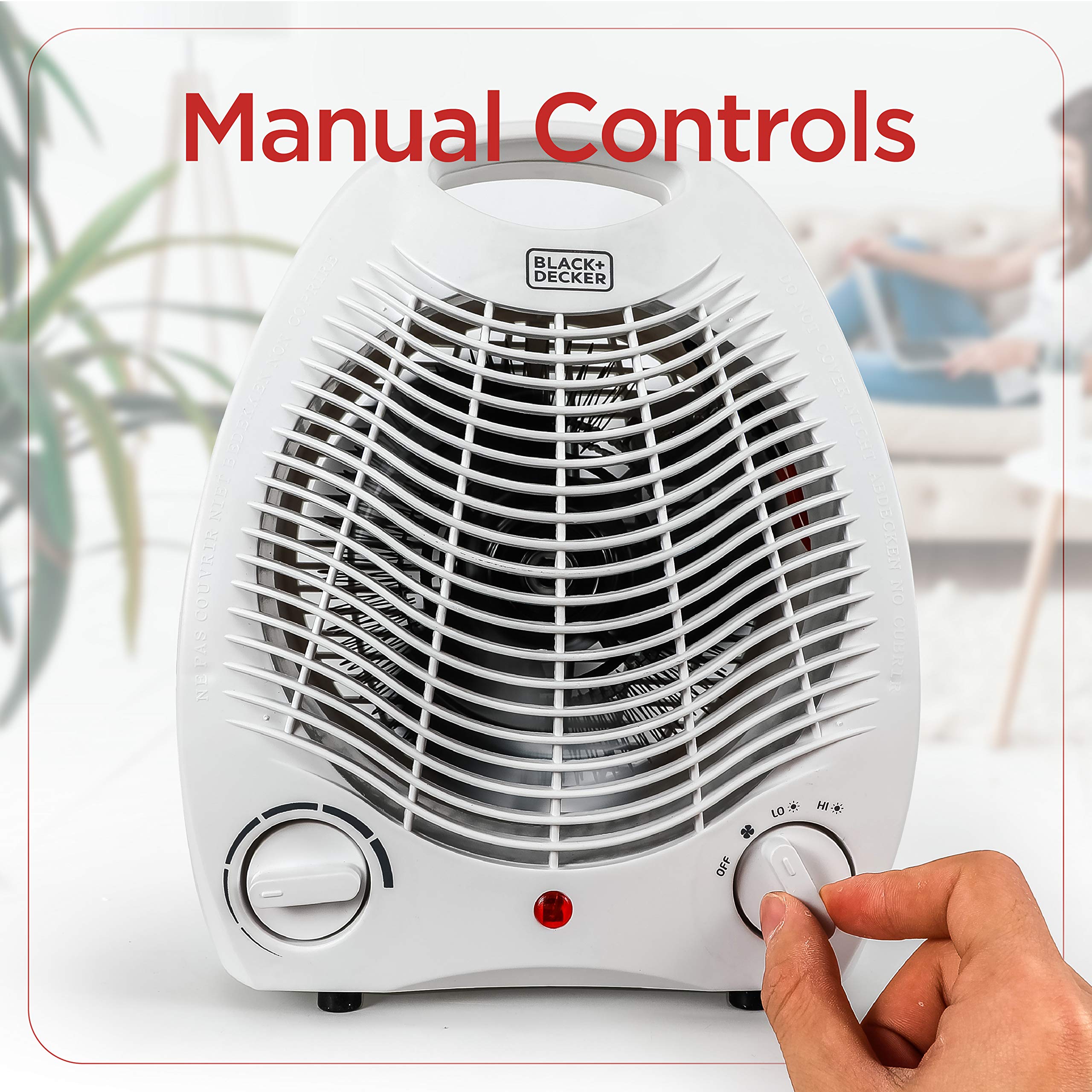 BLACK+DECKER Portable Space Heater for Office & Home - 3 Heat Settings, Adjustable Thermostat, Compact Personal Heater (Black/White) - Perfect for Desk, Bedroom & Small Spaces Warmth