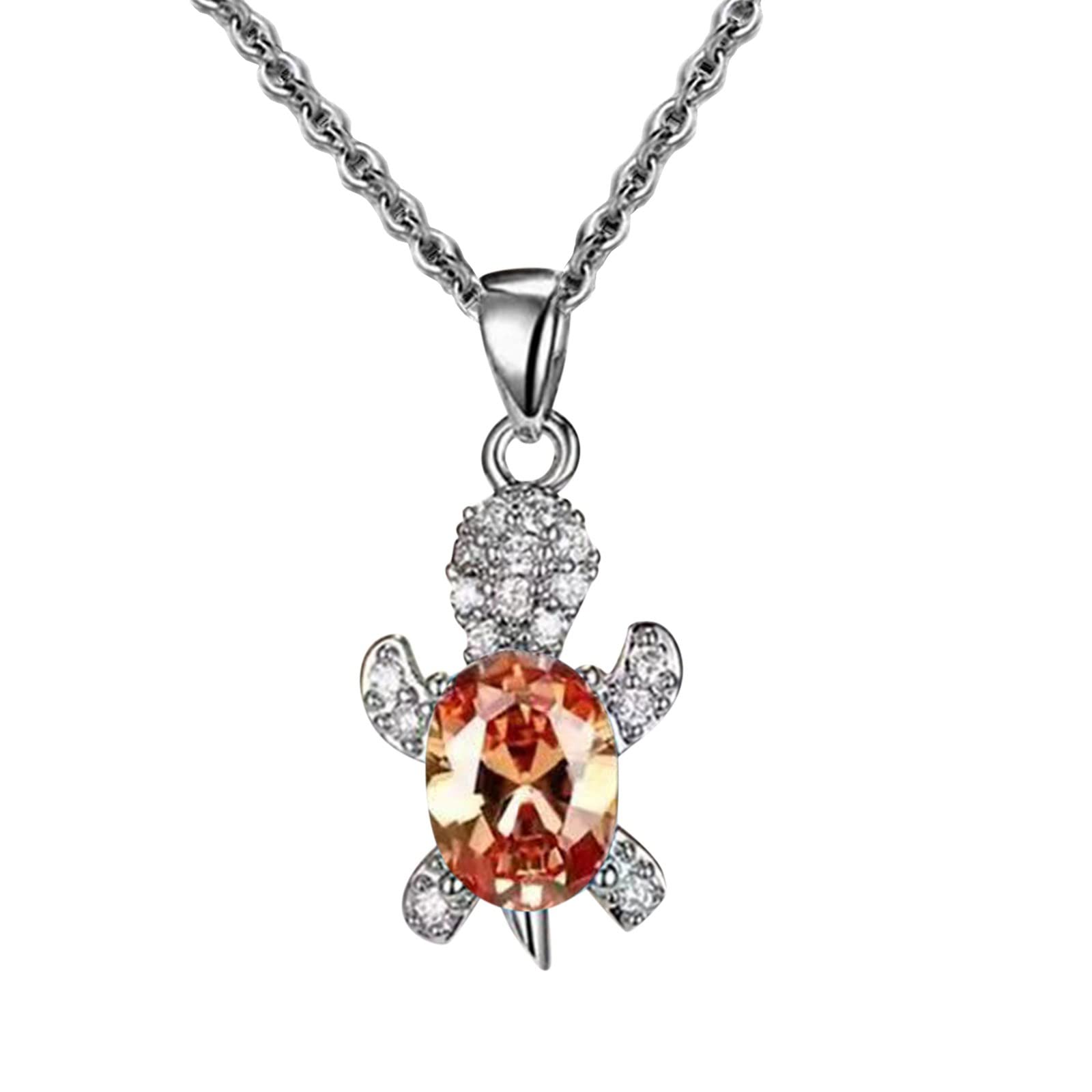 Elegant Cartoon Turtle Pendant Rhinestone Necklace - Sparkling Zircon Crystal Chain Jewelry for Women & Girls - Perfect for Casual Wear, Parties & Gifts (One Size)