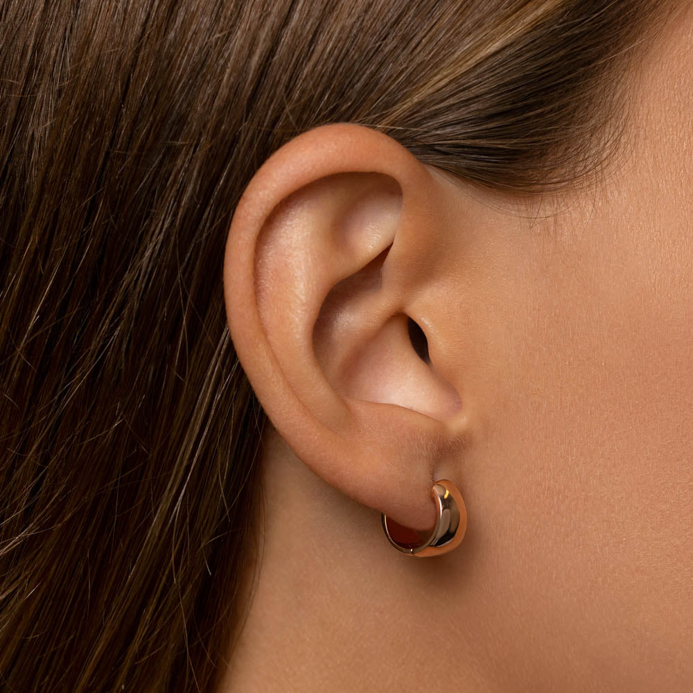 Rose Gold Thick Dome Huggies - Stylish and Comfortable Earrings for Women | Perfect for Everyday Wear, Parties, and Special Occasions