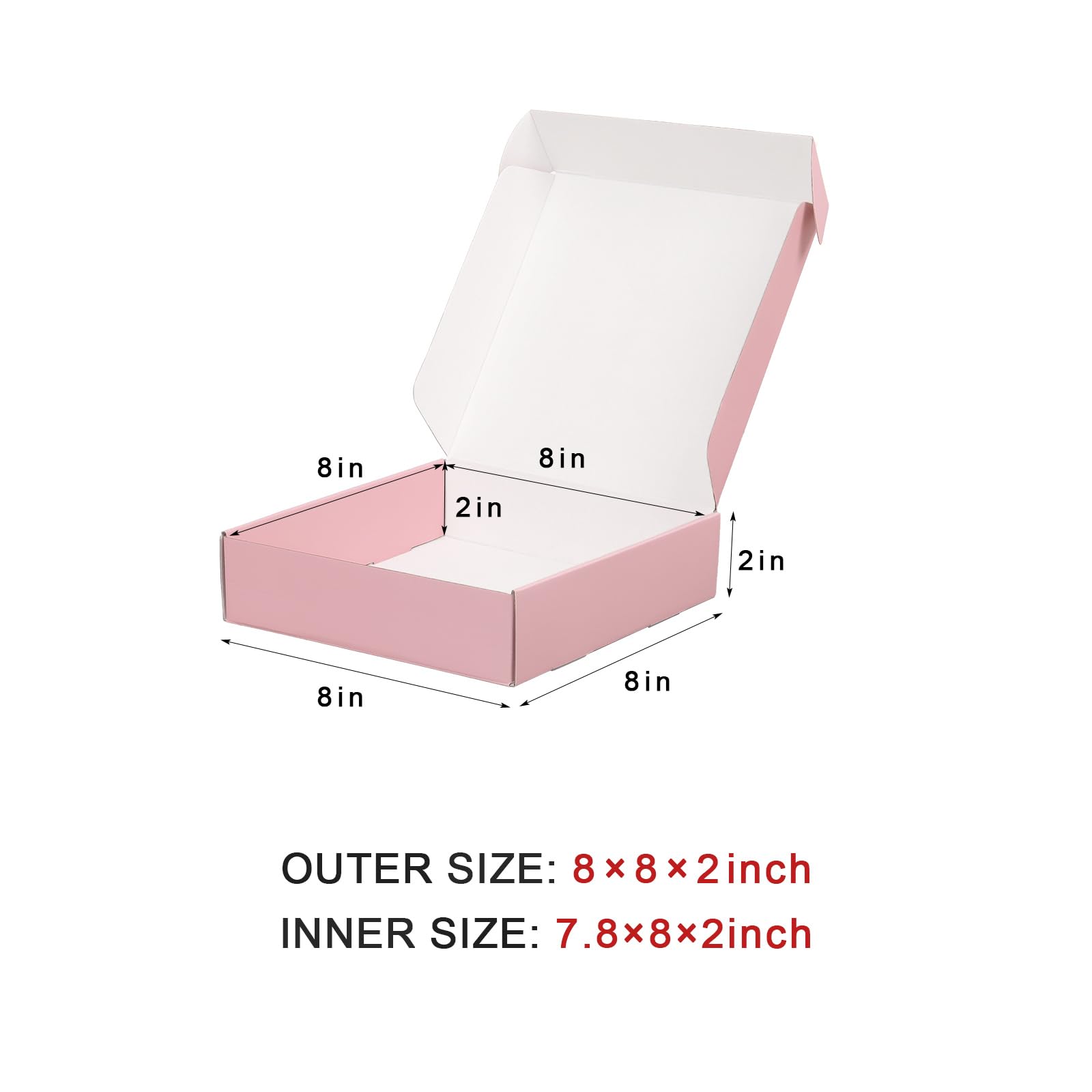 8x8x2 Inch Pink Shipping Boxes - 45 Pack for Small Business & Mailing | Durable Corrugated Cardboard for Gifts & Ecommerce