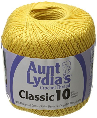 Aunt Lydia's Classic Crochet Thread Size 10 - Golden Yellow Yarn for Coats, Sweaters & DIY Crafts | Premium Crochet Cotton Thread for Knitting, Embroidery & Handmade Projects