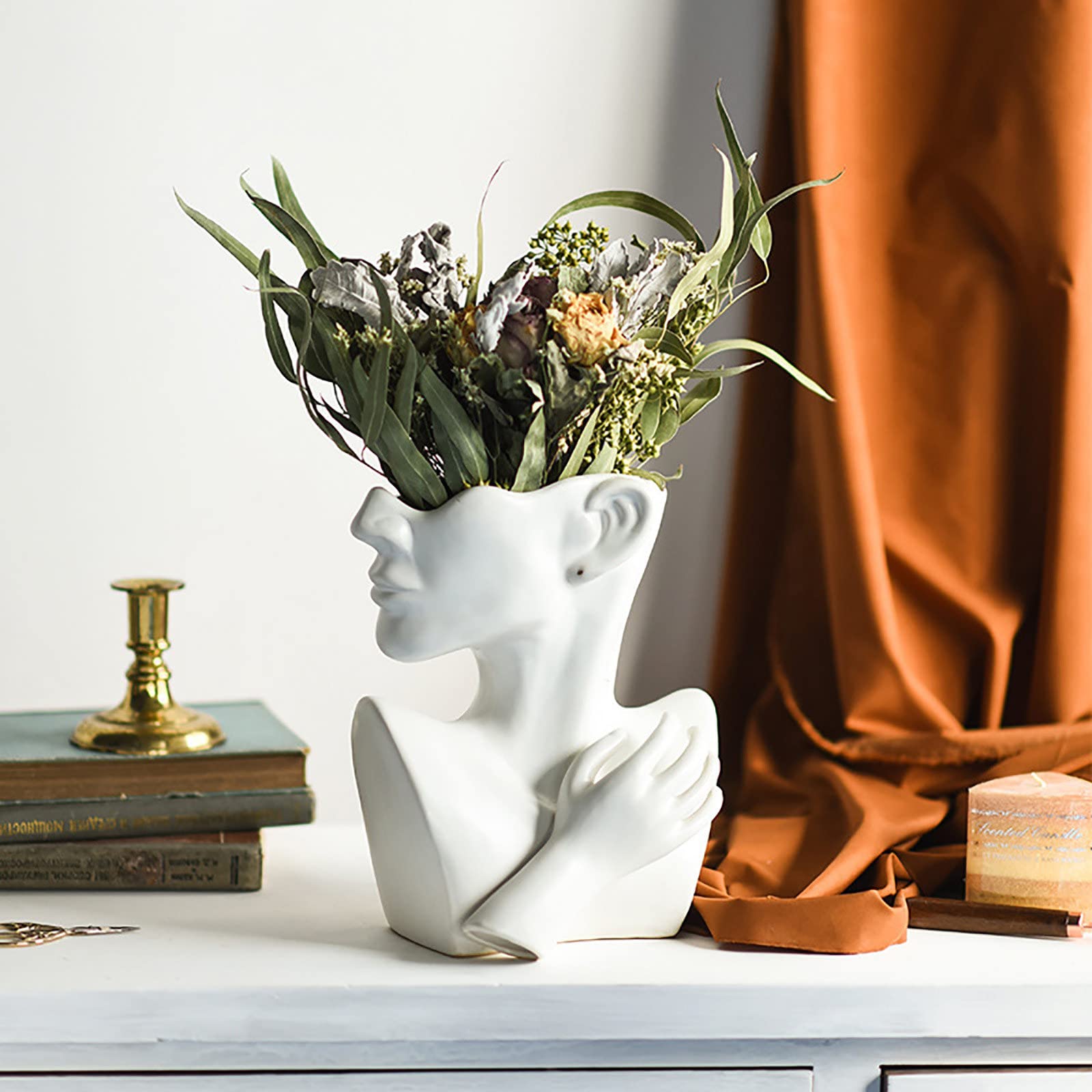 LJZLJZ Ceramic Vase for Home Decor - Elegant Plant Pot & Flower Holder, Desktop Art Sculpture for Wedding & Room Decoration - Perfect for Living Room, Bedroom, Office & Event Centerpieces