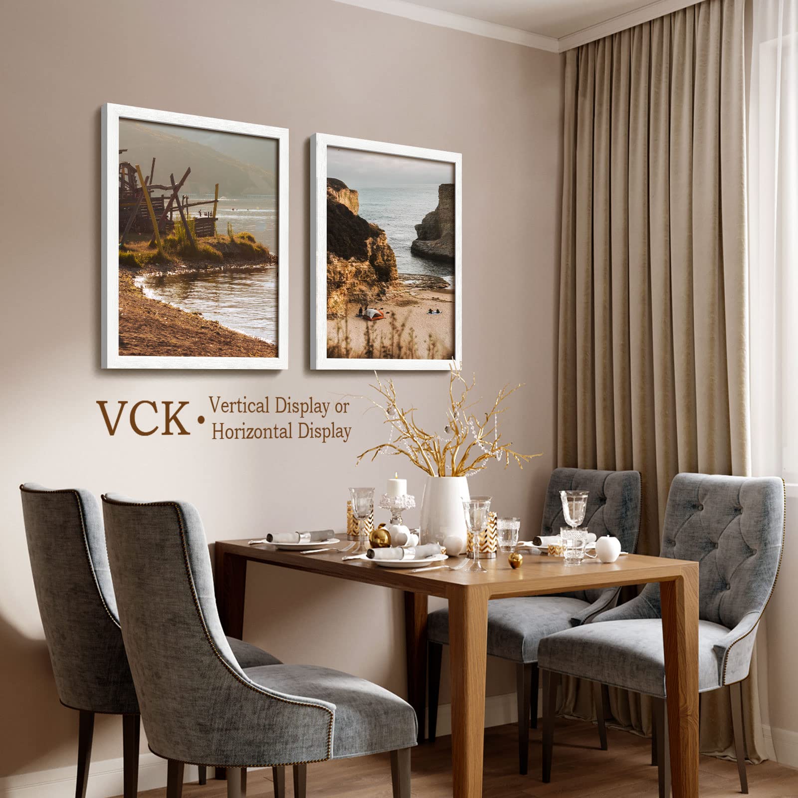 VCK 18x24 Inch White Textured Solid Wood Poster Frame Set of 1 with Shatterproof Plexiglass - Perfect for Wall Art, Home Decor, Office Display & Photo Gallery