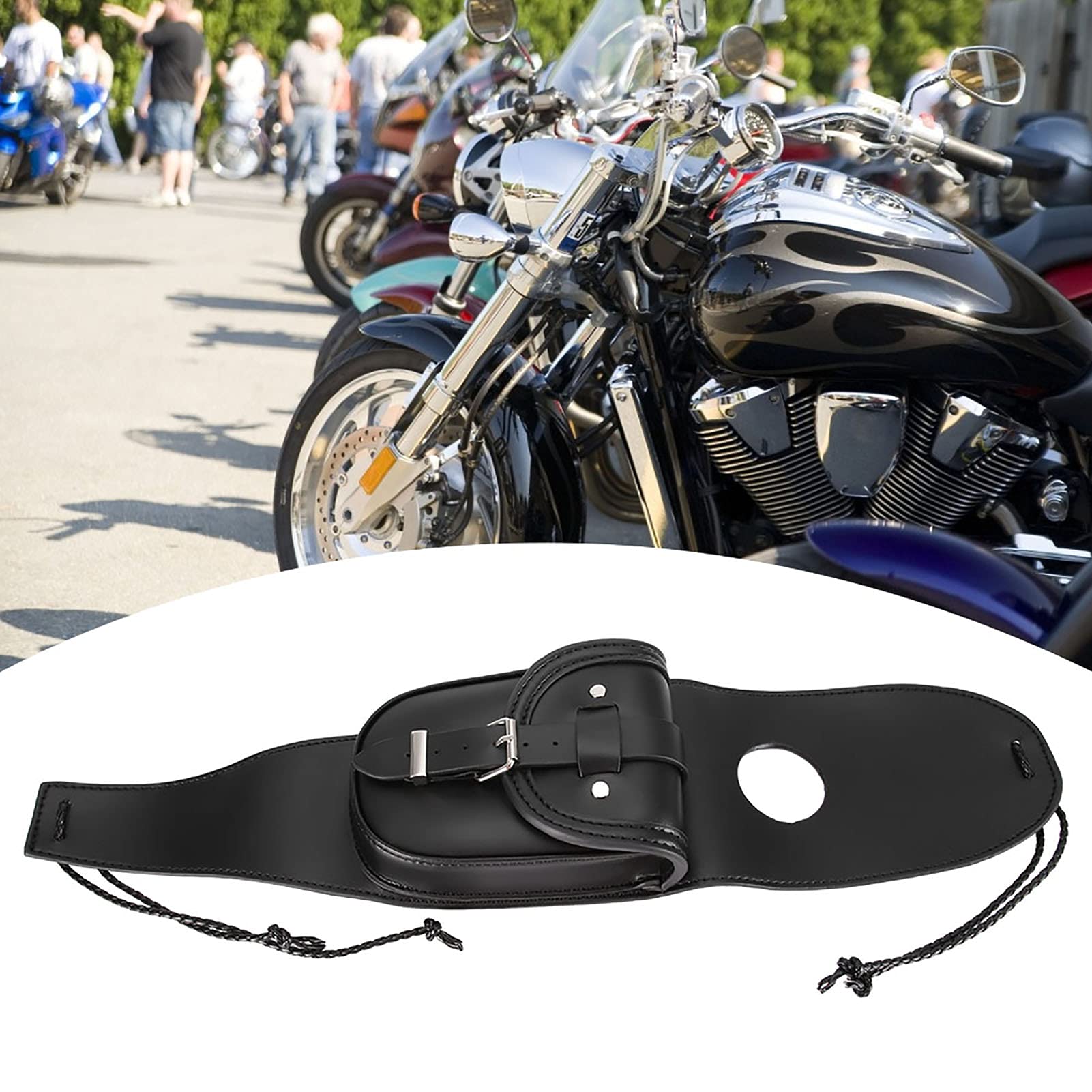 OUKENS Universal Waterproof PU Leather Motorcycle Tank Bag - Black Gas Fuel Tank Storage Bag for Harley, Honda, Yamaha - Perfect for Commuting, Touring & Adventure Rides