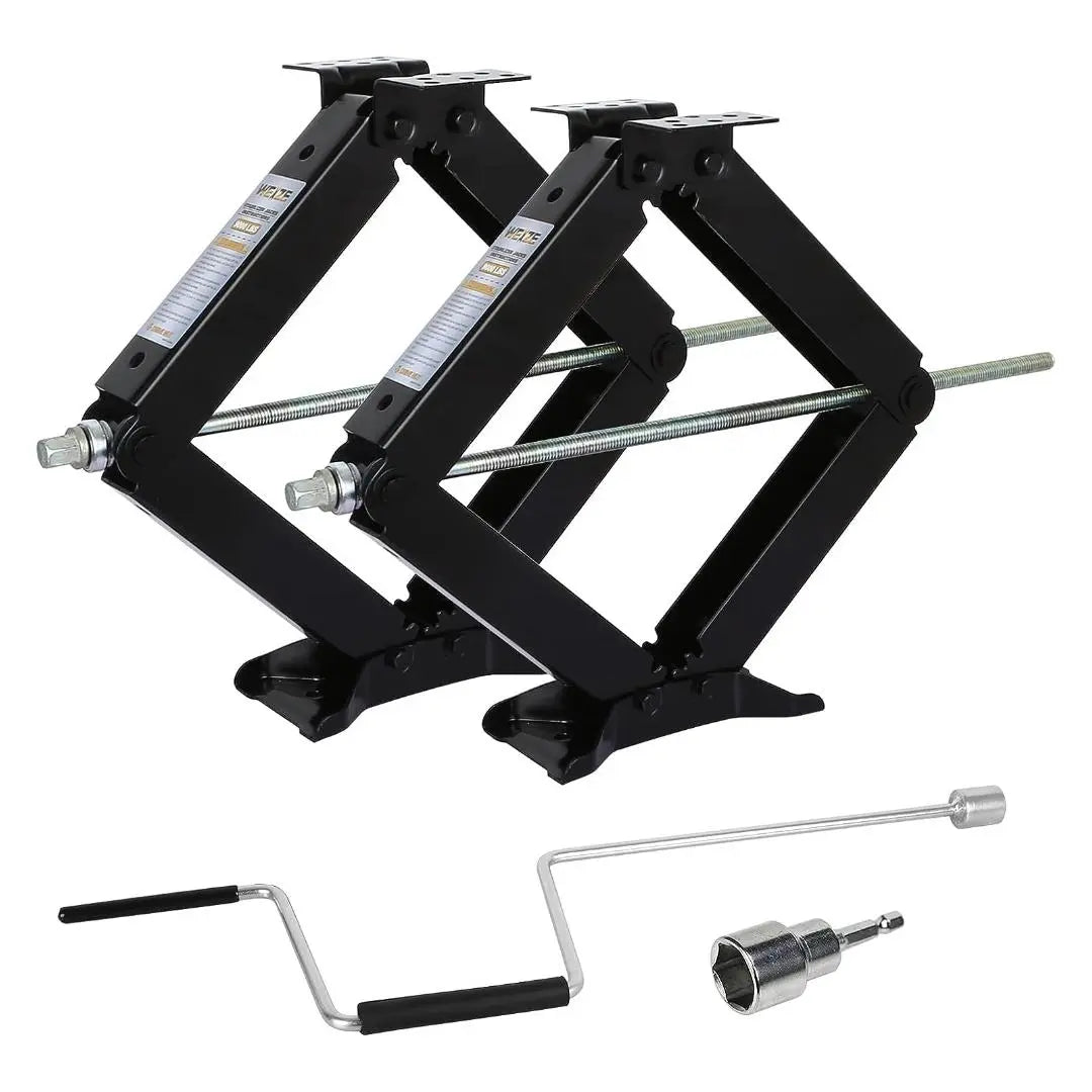 24 9000lbs RV Stabilizer Jacks - Heavy Duty Camper Trailer Leveling Scissor Jack Set of 2 with Handle - Perfect for RV, Travel Trailer, Motorhome Stabilization and Parking Leveling