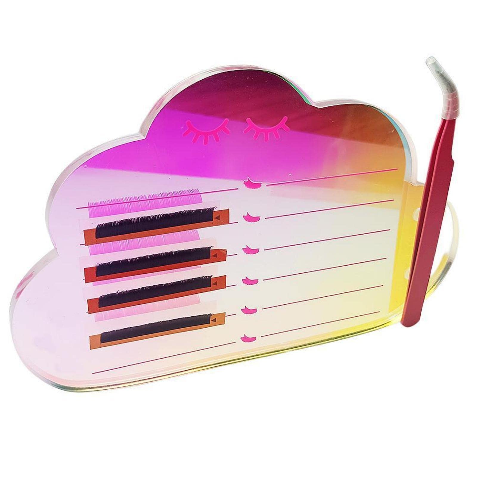 Professional Acrylic Lash Tile Holder & Eyelash Extension Storage Palette - Cloud-Shaped Design with Suction Base for Tweezers | Perfect for Salon, Home Use & Makeup Artists