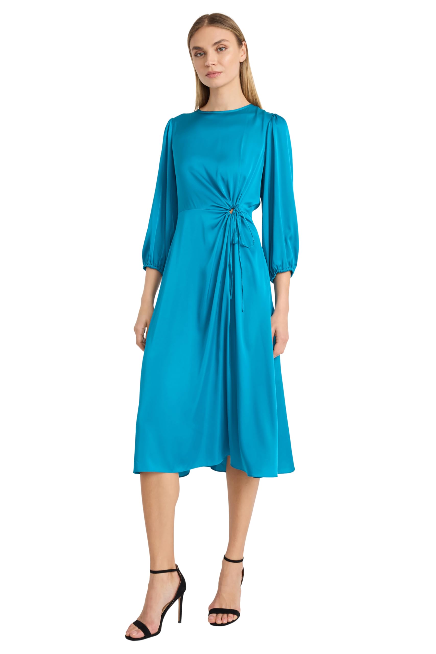 Donna Morgan Women's Long Sleeve Wrap Dress with Waist Tie - Business Casual Midi Dress for Office, Work & Special Occasions | Flattering Workwear & Professional Attire