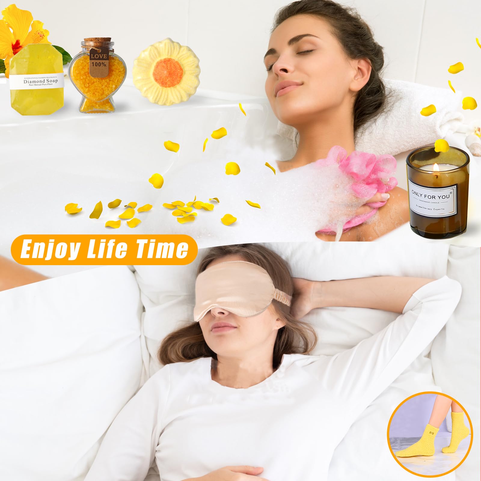 11-Piece Sunflower Self-Care Gift Basket for Women - Inspirational Relaxation Bath Set with Get Well Soon & Birthday Gifts - Perfect Care Package to Cheer Her Up (Large Set) | Ideal for Birthdays, Recovery, Stress Relief & Thoughtful Surprises