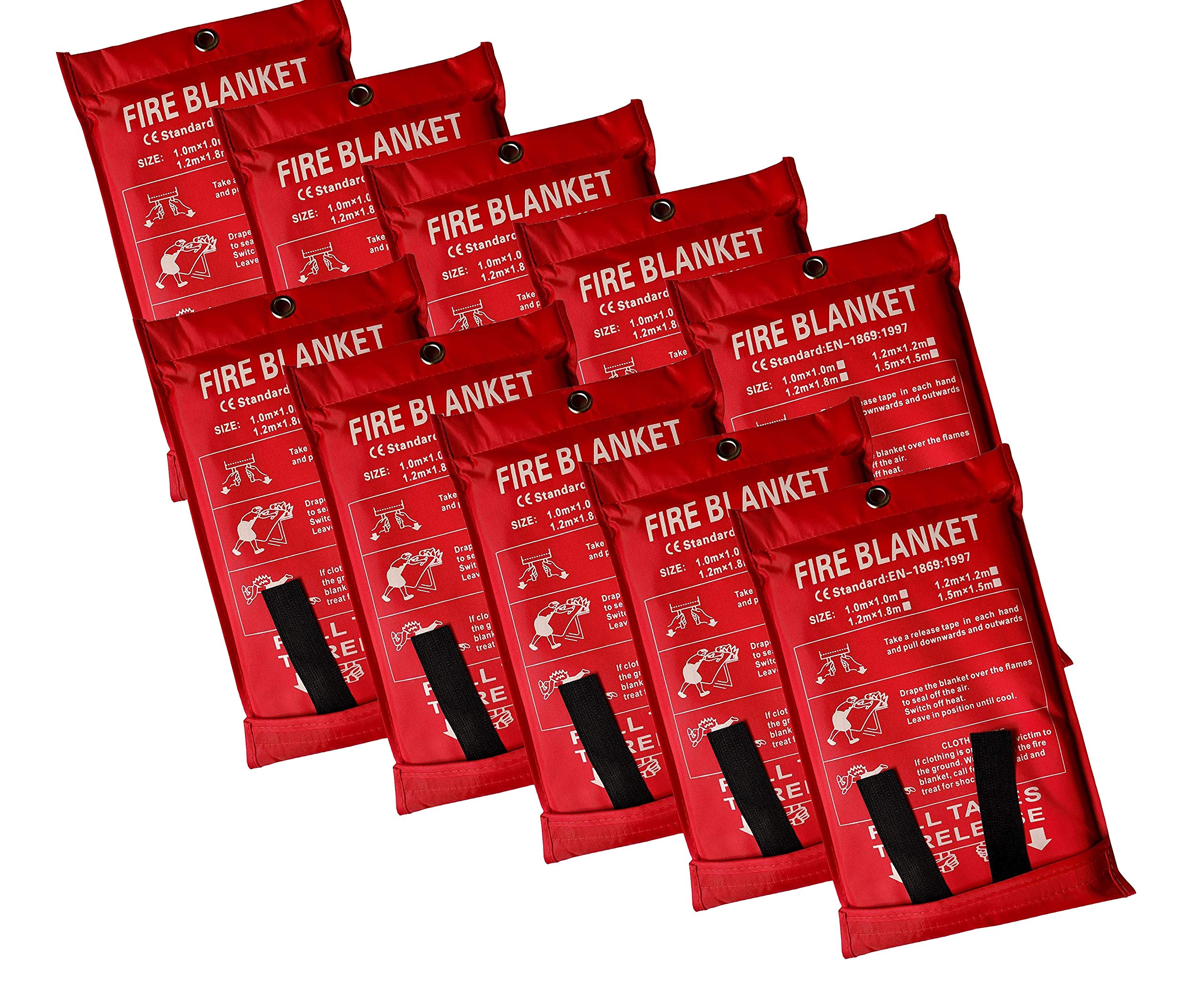 Victosoaring 10-Pack Fiberglass Fire Blanket (39x39 in) - Emergency Survival Safety Cover for Kitchen, Fireplace, Grill, Car & Camping - Flame Retardant Shelter for Home, Outdoor & Travel Safety