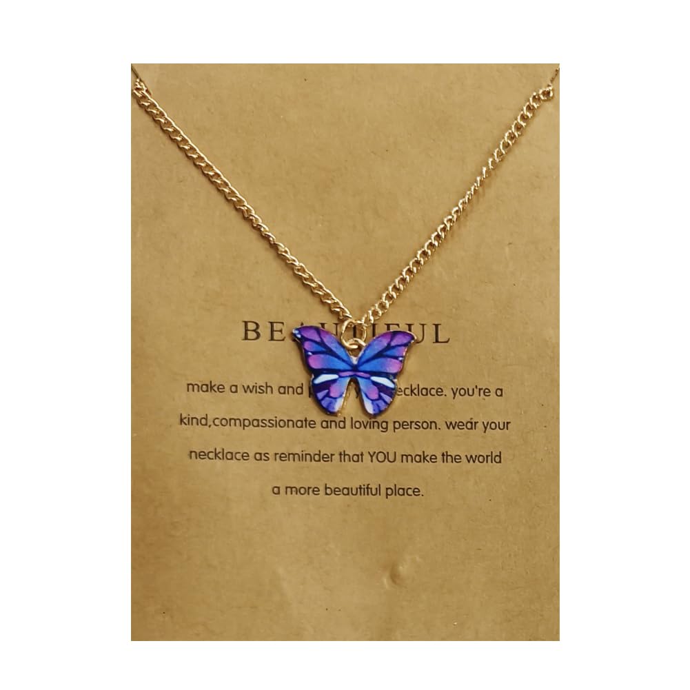 YouBella 5-Piece Gold Plated Butterfly Pendant Necklace Set for Women & Girls - Stylish Jewelry Gift (Multicolor) - Perfect for Birthdays, Anniversaries & Everyday Fashion Accessories (YBNK_50616)