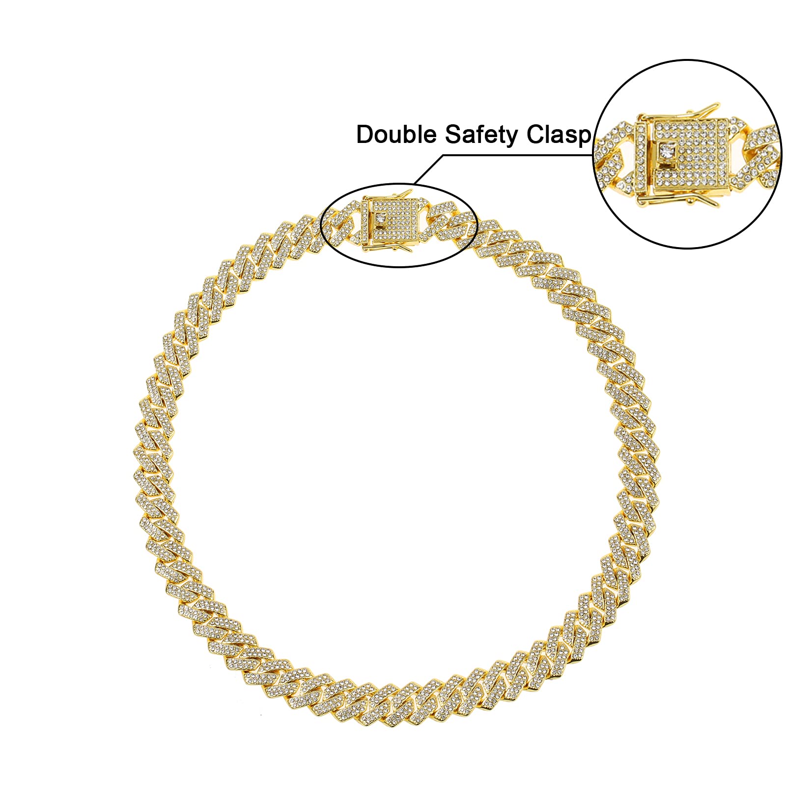 Saintda Cuban Link Chain for Men & Women - Iced Out Silver, Gold & Rose Gold Miami Cuban Necklace - Bling Diamond Hip Hop Jewelry with Gift Box - Perfect for Parties, Gifts & Streetwear Fashion