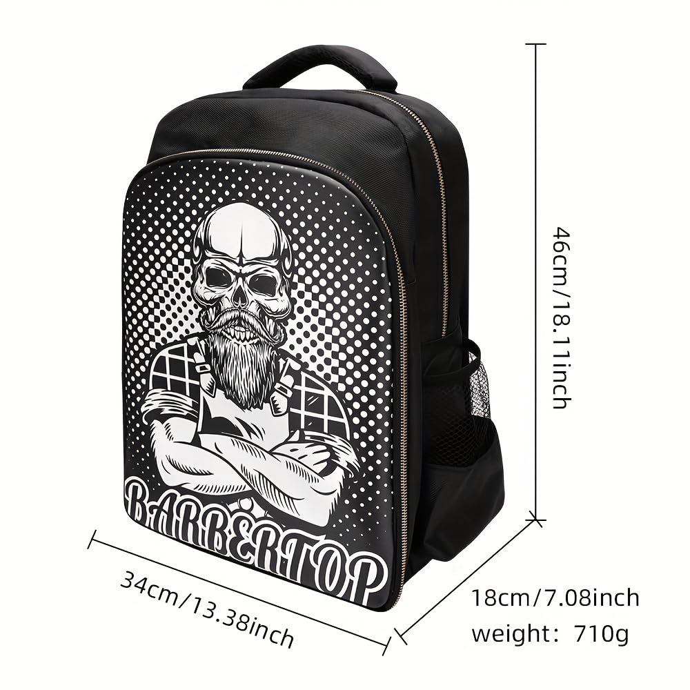 Professional Barber Travel Backpack - Large Portable Hairstylist Organizer for Clippers, Scissors & Supplies | Durable Black & White Design | Perfect for Salon Visits, Mobile Haircuts & Barber School