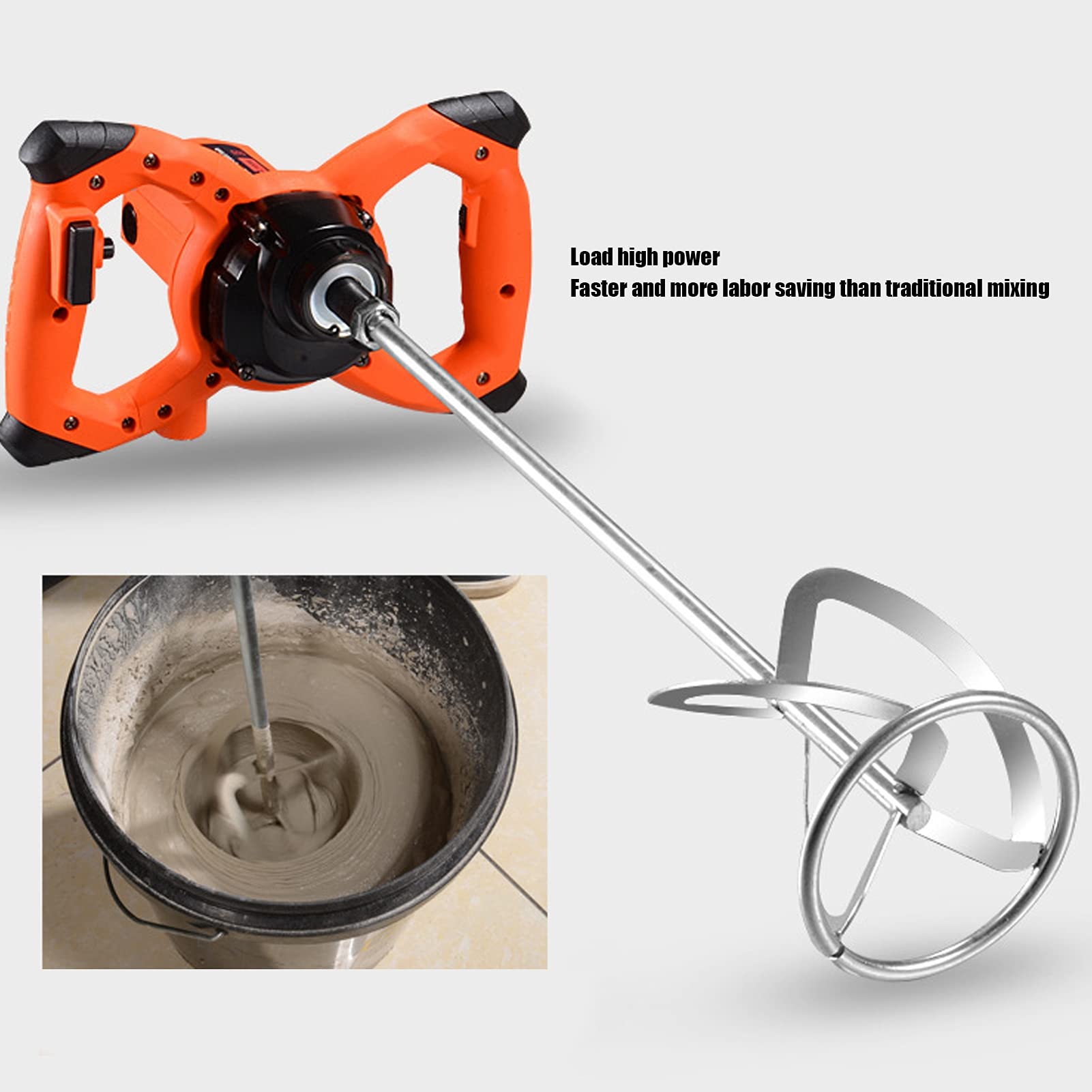 6-Speed Adjustable Handheld Concrete Mixer - Portable Mortar & Grout Mixing Drill for Paint, Plaster, Mud - 220V EU Plug - Perfect for DIY Home Renovation, Construction Projects & Craft Work