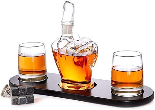 Premium Whiskey Decanter Set with 2 Glasses - 1000ml Lead-Free Crystal Decanter, Stainless Steel Funnel & Whiskey Stones - Elegant Barware Gift for Men, Father's Day & Christmas - Perfect for Home Bars, Dinner Parties & Whiskey Tasting Events
