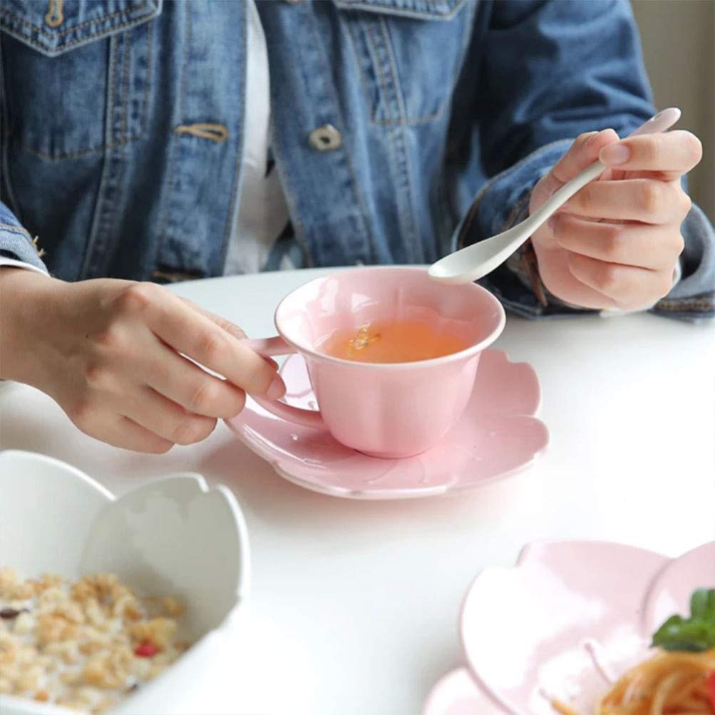 SOIMISS 6-Inch Ceramic Salad Bowl Set - Cute Flower Shape Serving Bowls for Dessert, Fruit, Cake, Soup, Noodles, Ice Cream & Cereal | Microwave & Dishwasher Safe | Perfect for Parties, Picnics & Daily Use (Pink)