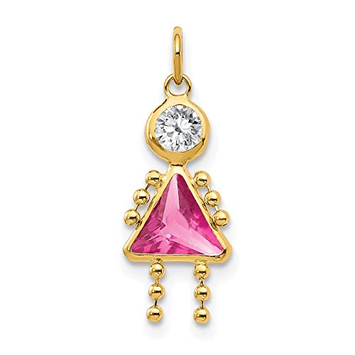 14K Yellow Gold October Birthstone Charm for Girls - Elegant Jewelry Gift for Birthdays, Anniversaries & Special Occasions