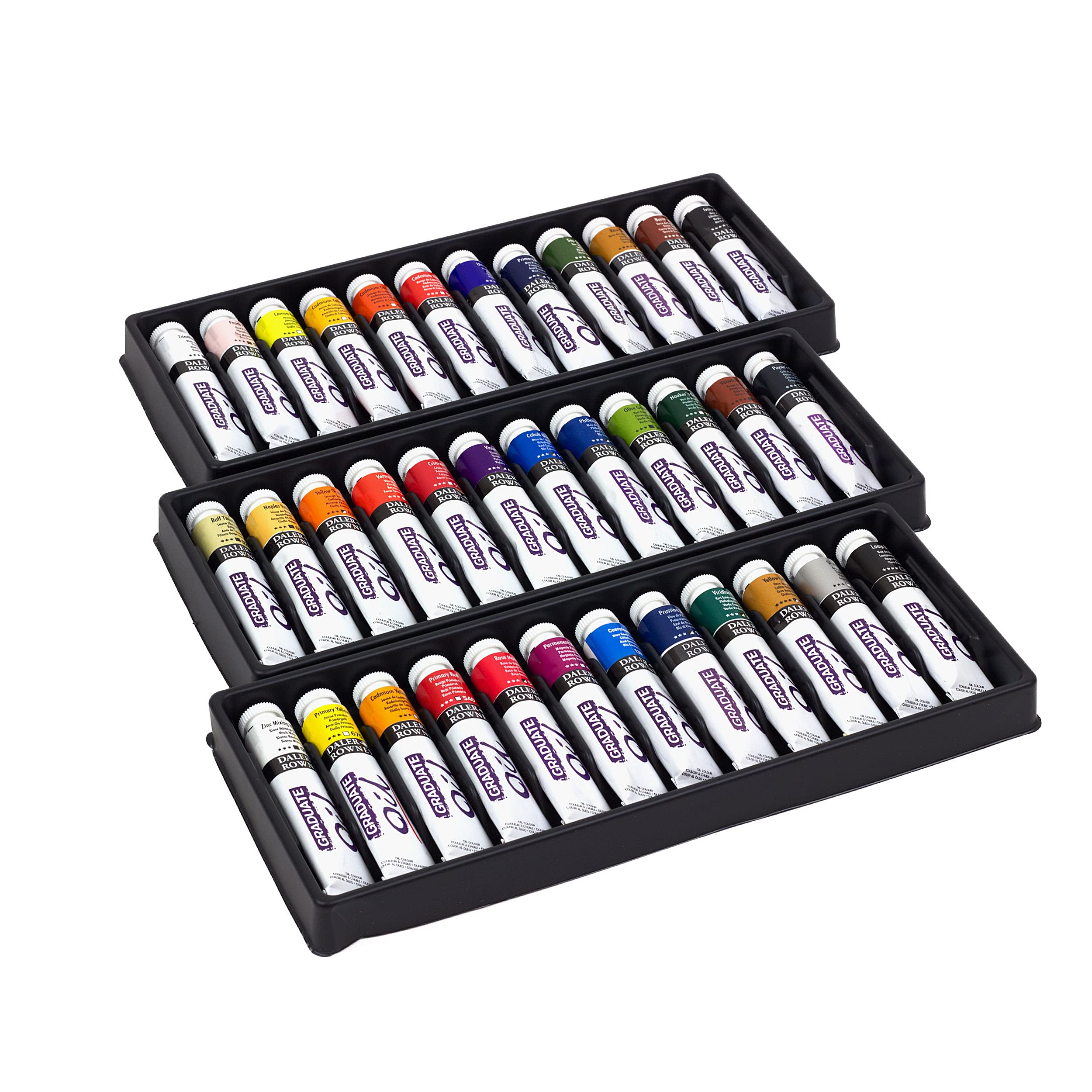 Daler Rowney Graduate 22ml Oil Paint Set - 36 Vibrant Colors with High Lightfastness - Professional Quality Oil Paints for Student Artists & Hobbyists - Perfect for Canvas Painting, Portrait Art & DIY Projects