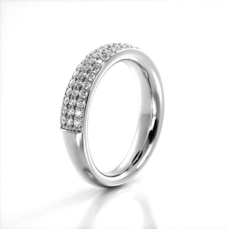 0.55 Carat Round Diamond Three Row Wedding Band Ring for Women - Elegant Bridal Jewelry for Engagement, Anniversary & Special Occasions
