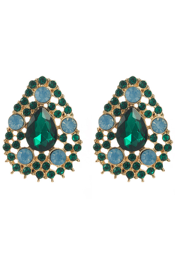 Vintage Alloy Teardrop Diamond Stud Earrings for Women - Elegant Dangle Jewelry for Parties, Weddings & Special Occasions