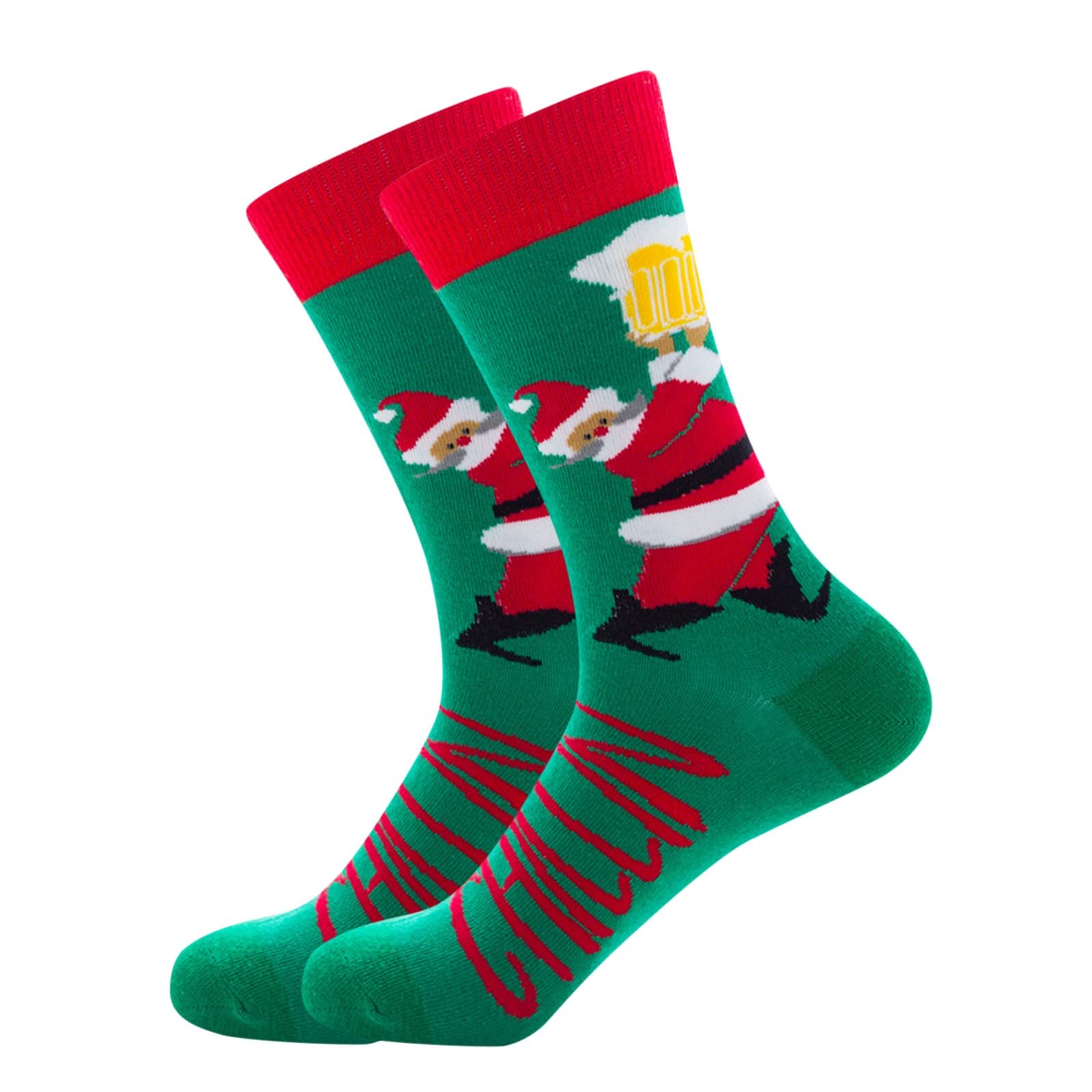 Warm Winter Cotton Santa Snowflake Socks for Men - 6 Pack Cozy Work & Casual Socks for Cold Weather, Christmas Gifts & Office Wear
