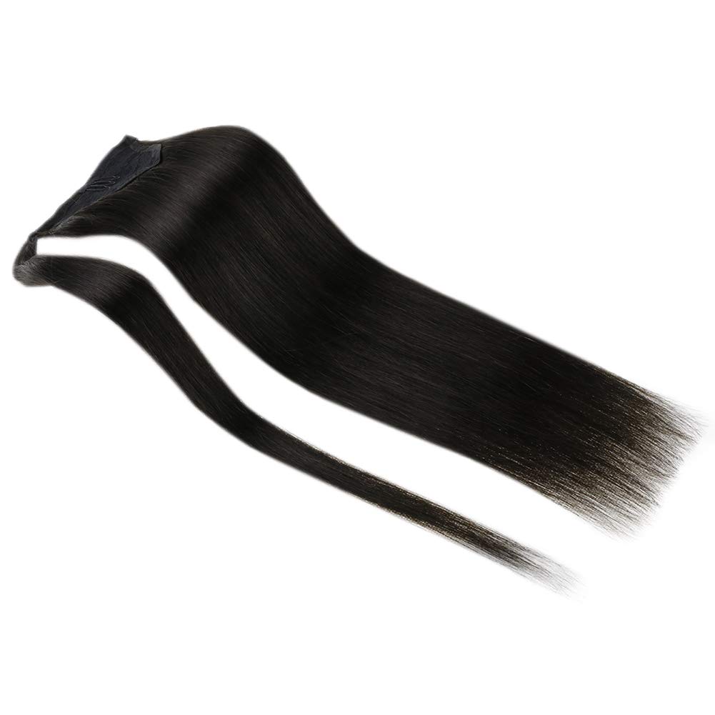 Full Shine Natural Human Hair Ponytail Extension - 22Inch 80G Off Black Straight Hair Wrap for Women | Perfect for Daily Styling, Parties & Special Occasions