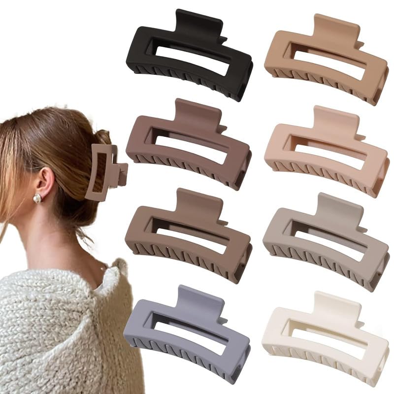 **Minta Hair Claw Clips for Women - Strong Hold Non-Slip Matte Claw Clips for Thick & Thin Hair | Medium Rectangle Jaw Clip for Ponytails, Buns & Updos**